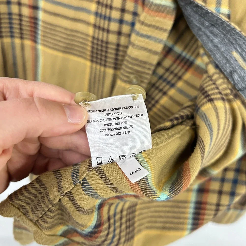 Simms Western Plaid Flannel Fishing Shirt Medium Mustard Yellow Gorpcore Outdoor